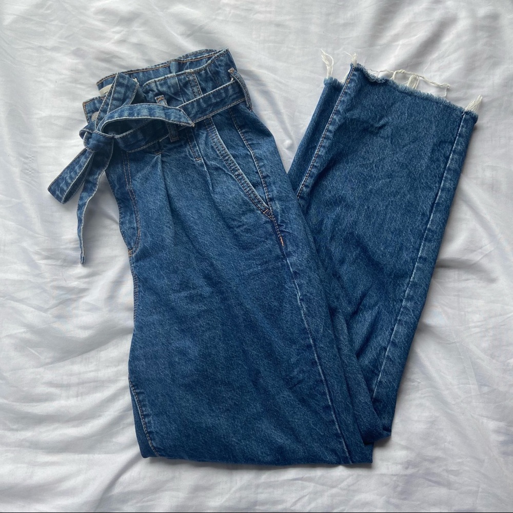 70s-inspired Garage Straight Leg Denim Blue Jeans